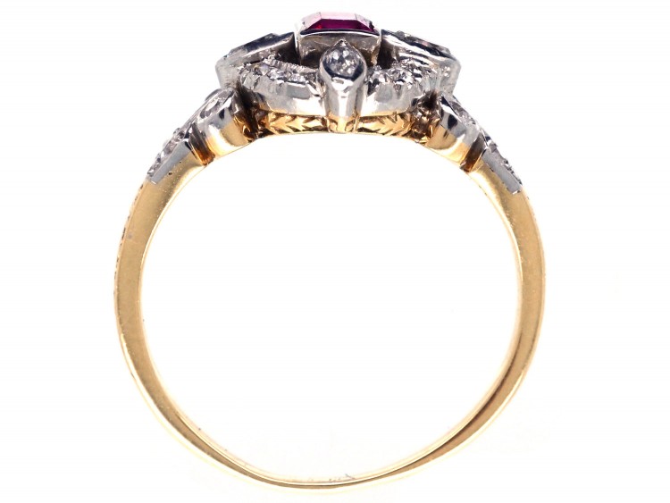Edwardian Rectangular Ruby & Diamond Ring