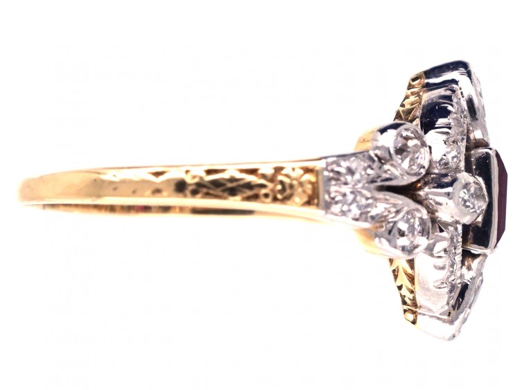 Edwardian Rectangular Ruby & Diamond Ring