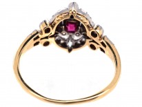 Edwardian Rectangular Ruby & Diamond Ring