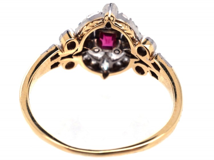 Edwardian Rectangular Ruby & Diamond Ring