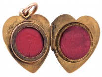 Edwardian 15ct Gold Heart Locket with Forget Me Not Motif