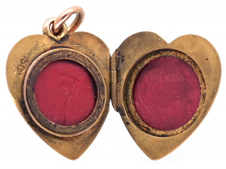 Edwardian 15ct Gold Heart Locket with Forget Me Not Motif