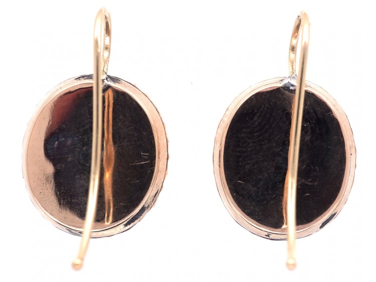 Georgian Precious Topaz & Natural Split Pearl Oval Earrings