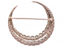 Large Victorian Diamond Double Crescent Brooch