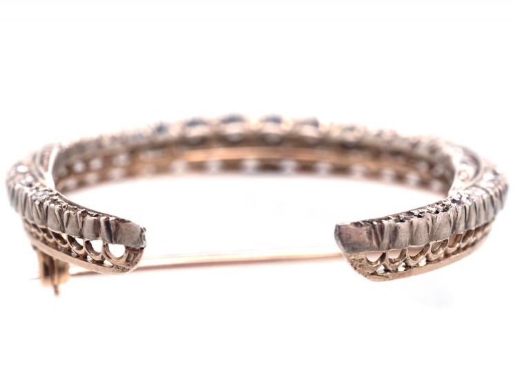 Large Victorian Diamond Double Crescent Brooch