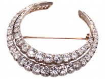 Large Victorian Diamond Double Crescent Brooch
