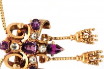 Victorian 18ct Gold, Garnet & Chrysolite Pendant with Two Drops on Snake Chain