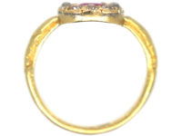 Victorian 18ct Gold Pink Sapphire & Diamond Cluster Ring