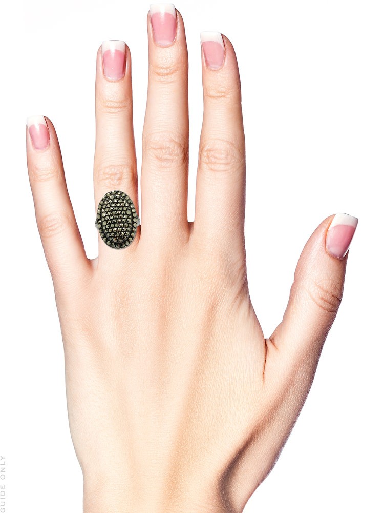 Art Deco Large Silver & Marcasite Oval Ring