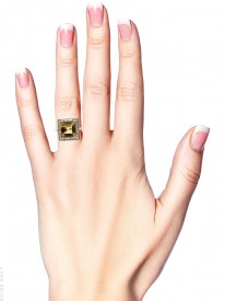 Art Deco Square Topaz & Diamond Ring