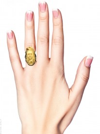 Mexican Silver & Agate Mask & Eagle Ring