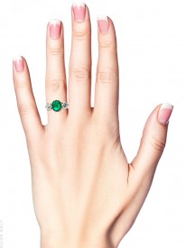 18ct Gold, Colombian Emerald & Diamond Three Stone Ring