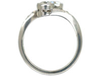 Art Deco 14ct White Gold Two Stone Diamond Crossover Ring