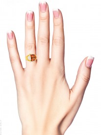 Retro 18ct Gold Citrine & Diamond Cocktail Ring