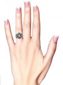 Diamond, Emerald & Ruby Belle Epoque Ring