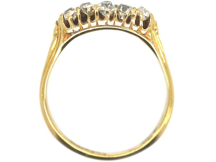 Victorian 18ct Gold Sapphire & Diamond Two Row Ring