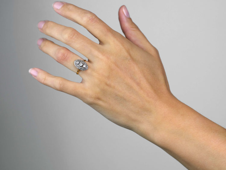 Art Deco Oval Diamond Cluster Ring