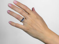 Victorian 18ct Gold Sapphire & Diamond Two Row Ring