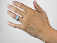 Victorian 18ct Gold, Three Stone Opal & Diamond Ring