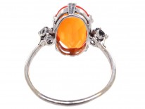 Art Deco Platinum, Diamond & Fire Opal Ring
