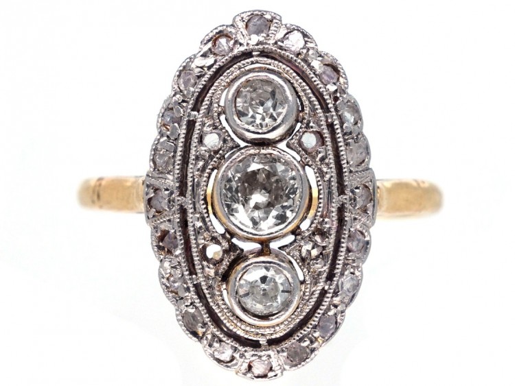 Art Deco Oval Diamond Cluster Ring