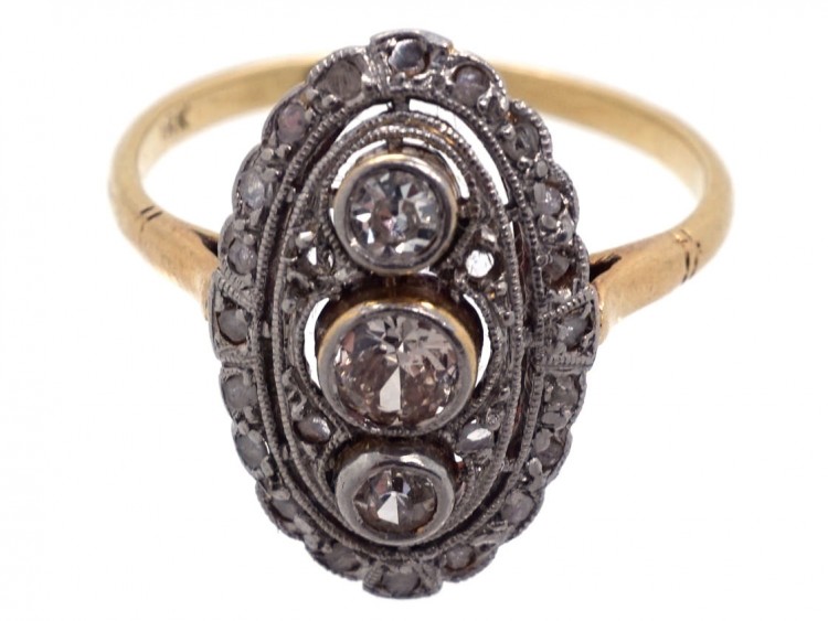 Art Deco Oval Diamond Cluster Ring
