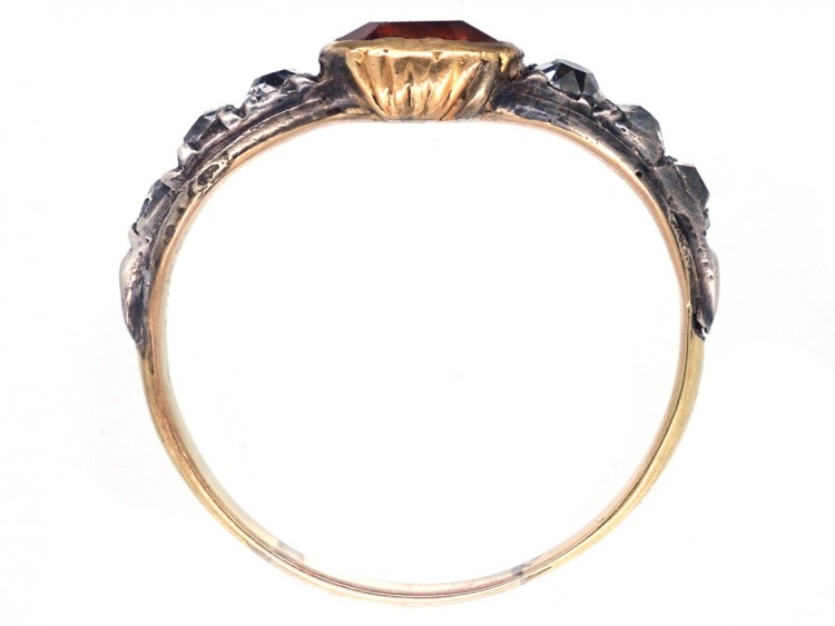 Georgian Hessanite Garnet & Diamond Ring