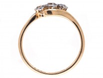 Edwardian 18ct Gold Three Stone Diamond Crossover Ring