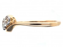 Edwardian 18ct Gold Three Stone Diamond Crossover Ring