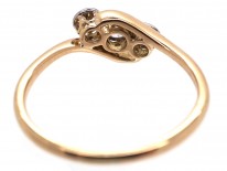 Edwardian 18ct Gold Three Stone Diamond Crossover Ring