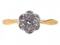 Edwardian 18ct Gold, Platinum & Diamond Cluster Ring