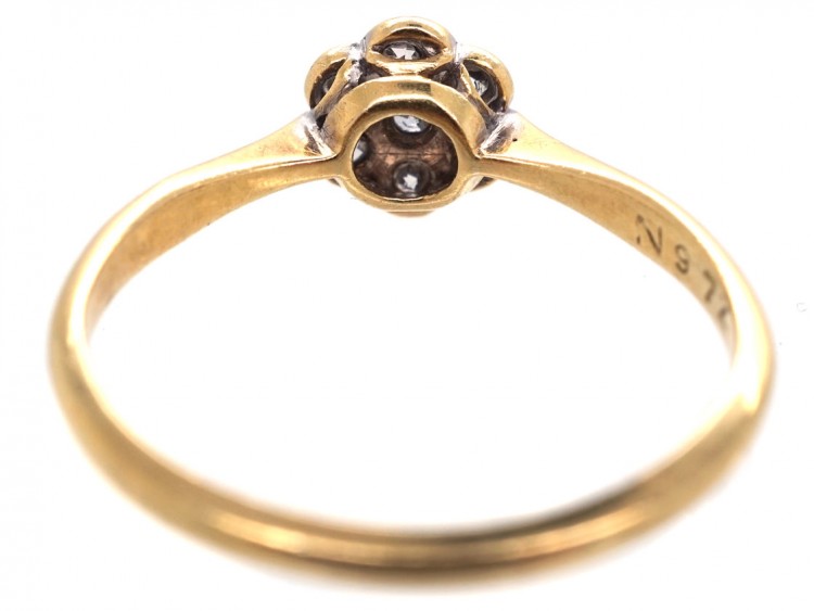 Edwardian 18ct Gold, Platinum & Diamond Cluster Ring