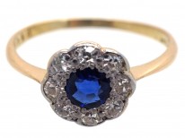 Edwardian Sapphire & Diamond Daisy Cluster Ring