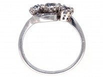 Edwardian Platinum & Three Stone Diamond Crossover Ring