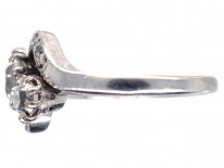 Edwardian Platinum & Three Stone Diamond Crossover Ring
