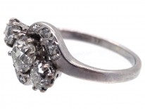Edwardian Platinum & Three Stone Diamond Crossover Ring