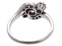 Edwardian Platinum & Three Stone Diamond Crossover Ring