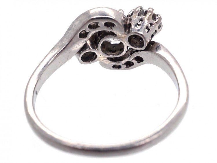 Edwardian Platinum & Three Stone Diamond Crossover Ring