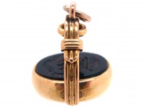 Victorian 18ct Gold Swivel Seal Fob with Bloodstone Crest Intaglio of a Hedgehog