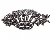 Art Deco Silver ​& Marcasite Flowers in Basket Brooch