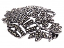 Art Deco Silver ​& Marcasite Flowers in Basket Brooch