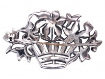Art Deco Silver ​& Marcasite Flowers in Basket Brooch