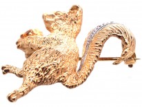 9ct Gold & Diamond Squirrel Brooch