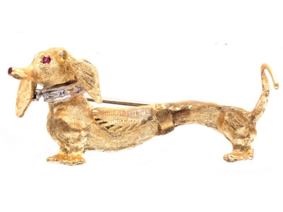 18ct Gold Dachshund Brooch