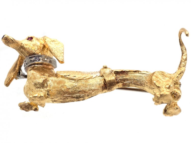 18ct Gold Dachshund Brooch
