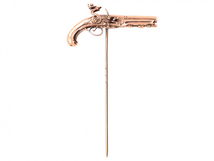 9ct Gold Flint Lock Pistol Stick Pin