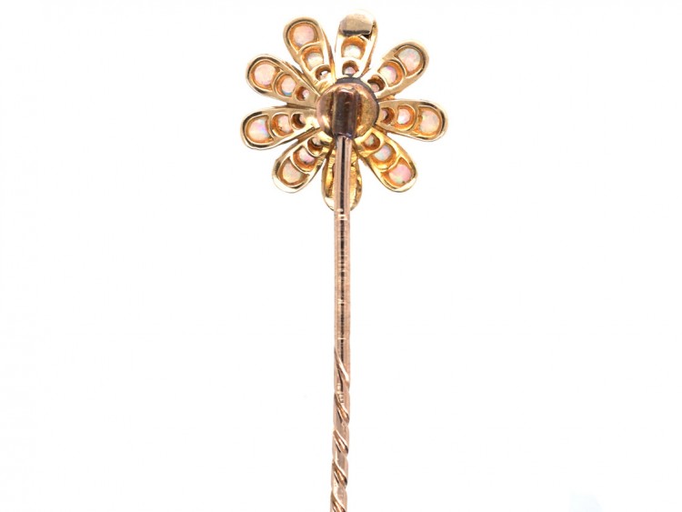 Edwardian 15ct Gold & Opal Flower Stick Pin