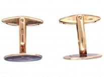 9ct Gold Masonic Blue Enamel Cufflinks