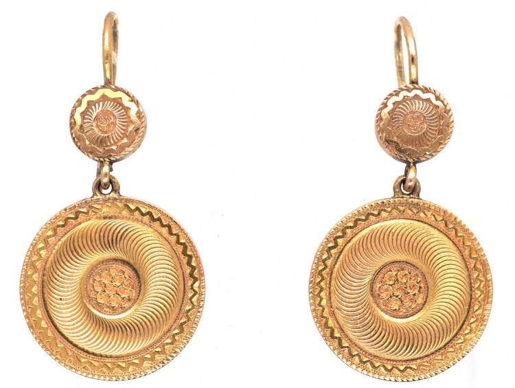 Regency 18ct Gold Swirly Double Drop Earrings