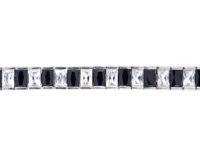 Art Deco Silver Black & White Faceted Paste Bracelet